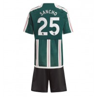 Camiseta Manchester United Jadon Sancho #25 Segunda Equipación Replica 2023-24 para niños mangas cortas (+ Pantalones cortos)